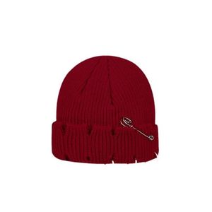 2023 Bonnet Skull Caps Femmes Hommes Hip Hop Harajuku Skullies Bonnets Chapeaux Trous Déchirés Chapeaux Tricotés Plaine Automne Hiver Coton Doux Casquettes Chaudes