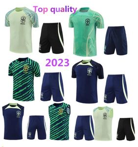 2023 Brésil VINI JR. Soccer Jersey brasil manches courtes survêtement survêtement 22 23 brésil Équipe nationale G.JESUS P.COUTINHO Ensembles de sweat-shirts uniformes de football