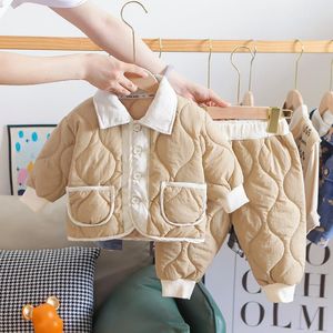 2023 enfants garçons filles vêtements ensemble hiver peluche épais coton vêtements veste pantalon enfants costumes