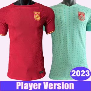 2023 Selección Nacional de China Camiseta de fútbol para hombre versión para jugador #5 ZHANG L.P. #7 WU LEI #9 AI K.S. Inicio Rojo Visitante Camisetas de fútbol Uniformes de manga corta