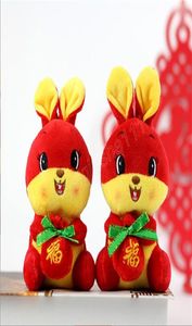 2023 Conejo chino de peluche muñeca lindo conejito Deco animal relleno creativo Año Nuevo regalo especial 14cm7369166