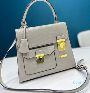 Bolso de diseñador 2023, accesorios de metal chapados en oro con estilo, bolso cruzado multicolor para mujer de cocodrilo