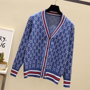 2023 Designer Cardigan Automne Femmes Col En V Chandails À Manches Longues En Coton Pull En Tricot Femmes Lâche Veste Décontractée Manteaux Ladys Manches Maglione Vêtements Taille Asiatique S-3XL