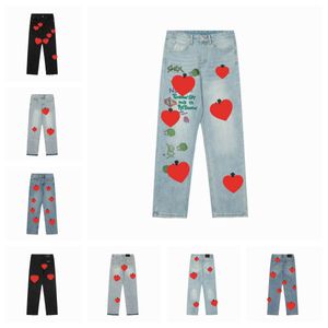 2023 Jeans de diseñador para mujer Hombre Hacer viejos pantalones de moda lavados Pantalones rectos Estampados de letras de corazón para mujer Hombre Casual Estilo largo Pantalones S-XL