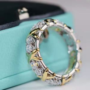 2023 Diseñador de lujo para damas cruzan anillos de oro con diamantes anillos de moda joyería clásica 18K plateado rosa boda al por mayor