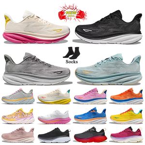 Hoka Clifton 9 Running Shoes Hokas Bondi 8 Kawana Cloud Bottoms Women Mens Jogging Sports Trainers Black White【code ：L】Pink Red Grey Blue Sneakers