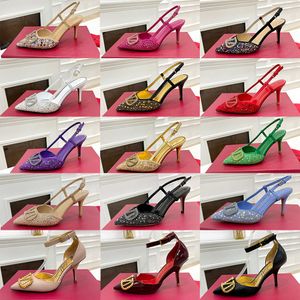 2023 Diseñador de mujer V sandalias de tacón alto Nueva moda Zapatillas de oficina de cuero genuino Zapatos de fiesta sexy con punta en punta tamaño 35-43 7 cm con caja