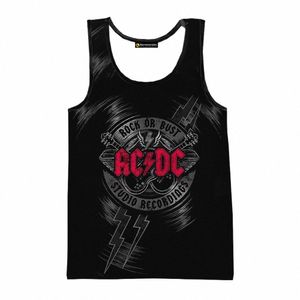 2023 FI Impresión Rock Letter 3D Tamina impresa Men Camas de tanques Summer AC DC Camisas Hip Hop Tops de gran tamaño H0kg#
