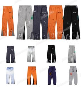 2023 Galerías Departamentos Pantalones Hombres Mujeres Pantalones de chándal Galerías Departamento Impresión de letras moteadas Mans Pareja Suelta Versátil Pantalones casuales Pantalones rectos de hip hop Naranja Gris