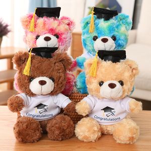 Cadeaux de la saison de remise des diplômes 2023, poupées en peluche Doc Hat Teddy Bear, cadeau de cérémonie d'ouverture pour camarade de classe et enfants, animaux en peluche assis, vente en gros