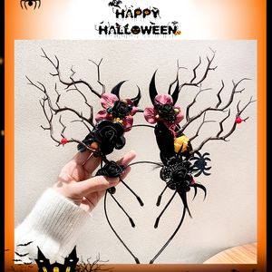 Envío gratis 2023 Accesorios para el cabello de Halloween Truco o trato extraño porque araña rosa rama actividad de tarjeta de pelo producto decorativo diadema femenina