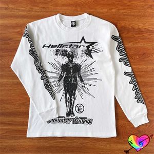 2023 Hellstar Victory Within Camiseta de manga larga Hombres Mujeres Thermal Hellstar Camiseta Oversize White Crewneck Tops T230806