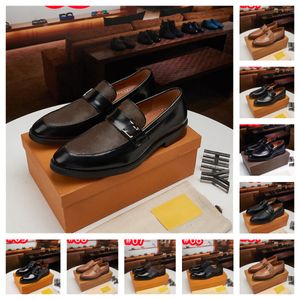 2023 Zapatos de hombre de alta calidad Zapato de vestir formal Masculino Cuero Genuino Elegante Traje negro Zapatos Diseñador Mocasines de oficina casuales para hombres Tamaño grande 38-47