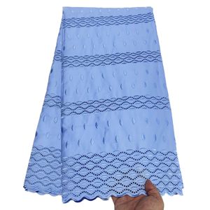 2023 Voile suizo de alta calidad encaje pulido Material de algodón puro tela bordada 5 yardas mujeres africanas vestidos de noche boda diseño de estilo nigeriano blanco YQ-8327