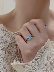 2023 Hot Korean Edition Natural S925 Plata de ley Piedra natural Micro Diamond 925 Silver Love Ring Fashion Girl