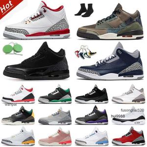 2023 Hotsale 3 3s Basketball Chaussures Jumpman Designer Hommes Femmes Baskets Patchwork Cardinal Rouge Georgetown Rouille Rose Noir Chat Pin Vert UNCJORDON JORDAB