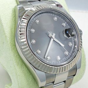 2023 Luxe BP Factory Cal.3235 Mouvement automatique II 116334 41 mm Diamant Cadran Or blanc 18 carats Montre cannelée G Gris Plateau Saphir Montre pour homme Montres