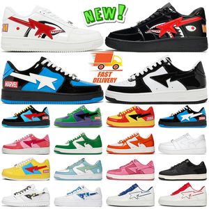 2023 chaussures de course de luxe plate-forme baskets basses sk8 hommes formateurs en cuir verni requin noir blanc vert hommes femmes entraîneur de sport en plein air