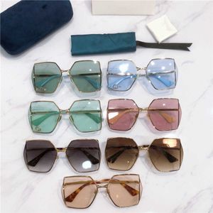 2023 lunettes de soleil design de luxe G Family's New Dark Glasses Ni Lu Han Même Style Metal Herringbone Hollow Large Frame Lunettes de soleil irrégulières GG0817S