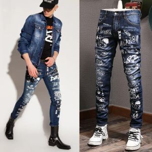 2023 Jeans de mezclilla estiramiento de impresión de lujo para hombres Nuevos pantalones de vaquero de estilo europeo y americano MEGOGH-12 CXG23081410