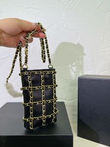 2023 sac à bandoulière de luxe chaîne verticale maille mini téléphone sac concepteur sac à bandoulière tissu en peau d'agneau bouche exquise enveloppe rouge 10 * 17