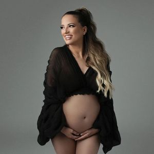 2023 maternité pographie accessoire hauts chemises grossesse Po Shoot col en V pour les femmes enceintes Sexy en mousseline de soie Blouse vêtements 240102