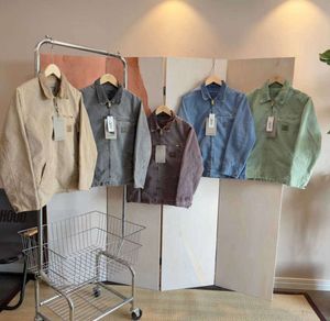 2023 Vestes pour hommes Vêtements de travail Marque de mode Carhart Toile Lavable Cire Teinte Detroit Veste Manteau Style américain Workwear Label Loose design525ess