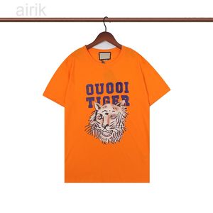 2023 Camisetas para hombres Diseñador Animal Tigre Hombres y mujeres Ocio Camiseta High Street Moda Letra Imprimir Top Cuello redondo Algodón Rosa Rojo Azul