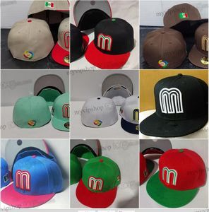 2023 Hommes Or Lettre M Plat Pleine Taille Casquettes Fermées Rouge Vert Marron Blanc Mexique Baseball Chapeaux Ajustés À Bord Plat Hip Hop Classique Chapeau De Sport Toutes Les Équipes 12 Couleurs Nov15-01