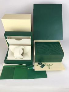 2023 nowe pudełka gorący sprzedawca ciemnozielone pudełko na zegarek prezent Woody Case na broszurę tagi kart i papiery w języku angielskim szwajcarskie zegarki pudełka