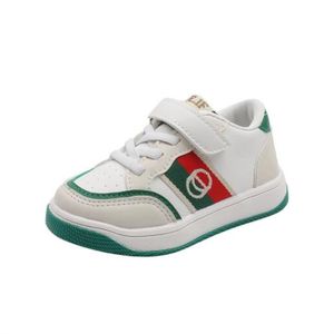 2023 New Comfortable Baby Boys Girls Sports Shoes Leather Upper Fashion Stripe Children's Flat Shoes Green Black 2 Colors Breathable Sneakers