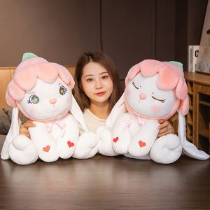 Conejo pequeño y bonito de peluche para niños, muñeco de conejo con pétalos, almohada curativa para dormir, regalo para niña, novedad de 2023