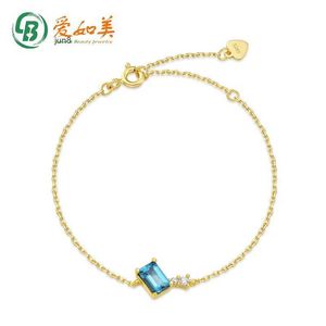 2023 Novo Designer Anel Charme Pulseiras Japonês e Coreano Estilo Minimalista Pulseira Feminina S925 Prata Design Sinta-se Incrustado com London Blue Topa Stone Pa9z