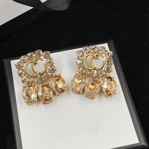 Boucles d'oreilles à breloques avec pendentif en cristal, nouvelle mode, aretes orecchini, lettres carrées de styliste pour femmes, 2023