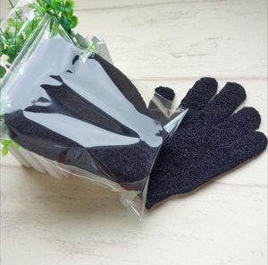 Guantes de limpieza corporal de nailon negro, guantes de baño exfoliantes, guantes de ducha con cinco dedos, suministros de baño, novedad de 2023