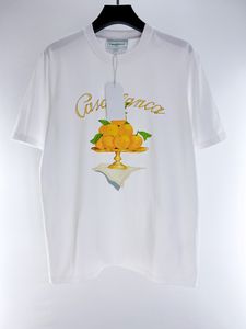 2023 nueva camiseta blanca de alta calidad para hombre con diseño de estampado naranja elegante camiseta de diseñador de lujo de tamaño europeo holgada