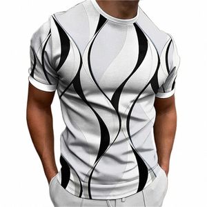 2023 Nouveau T-shirt pour hommes 3D Sweat-shirt imprimé à rayures Tops d'été O Cou Casual Manches courtes Mâle Slim Fit Vêtements Vêtements bon marché T6ep #