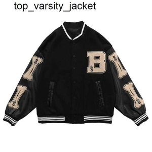 2023 New Men's Varsity Jacket Baseball Bomber Women Harajuku Bone Letter Patchwork Leather Streetwear Unisex College Coats Men's Letterman Jacket