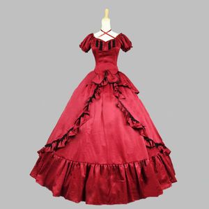 Robe victorienne Vintage rouge Noble, manches longues, à volants, robe de bal de la Renaissance médiévale, pour fête, nouvelle collection 2023