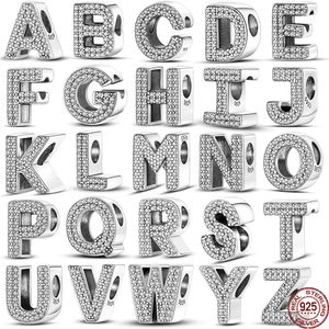 2023 Nuevo Popular 925 Plata de Ley 26 Letras A ~ Z Charm Beads Adecuado para Pulsera Pandora Primitiva Colgante DIY Joyería Femenina