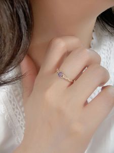 2023 nuevo S925 plata esterlina estilo de lujo amatista circón anillo de mujer europeo y americano anillo de gema de moda Simple