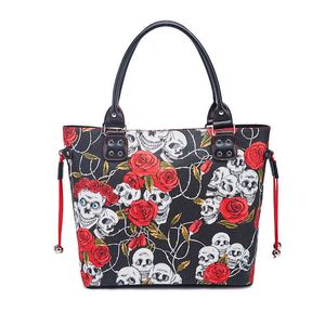 2023 nouveau style sac en toile squelette rose sac à main pour femme Halloween grand sac fourre-tout sac à main 230927