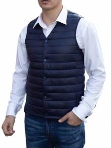 2023 Nuevo chaleco de invierno con cuello en V para hombre 80% Chalecos acolchados de plumón de pato blanco Chaquetas ligeras de manga larga Abrigo de chaleco cálido Talla grande 8XL A0N4 #