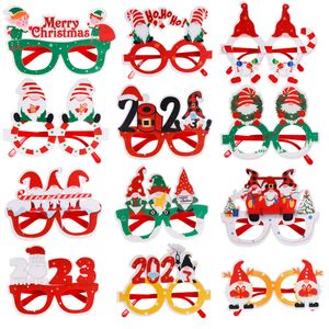 Accesorios para fotos de Año Nuevo 2023, marco de gafas de tela de fieltro para fiesta de Navidad feliz para adultos y niños