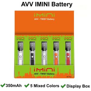 2023 Le plus récent kit de stylo de batteries de préchauffage IMINI AVV 350mah Charge inférieure 510 Batterie de fil Vape Fit 510 Atomiseurs Chariots Batterie avec chargeur USB Boîte d'affichage