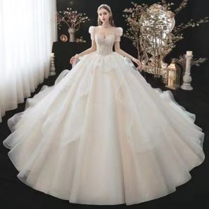 2023 Plus La Taille Dentelle A-ligne Robe De Mariée Illusion perlée Vintage Appliques Grandes Robes De Mariée Robe De Mariee Designer Robes De Mariage plage Vestidos De Novia 2023