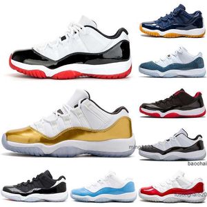 2023 Chaussures de basket-ball basses populaires hommes 11s Navy Snakeskin Gum Closing Ceremony White Bred Rose Gold Varsity Red Infrared Concord Outdoor