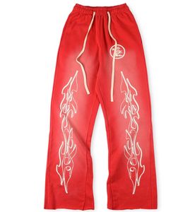 2023 Red Flare Pans Men's 1 Women's Water Wash Sports Cintura elástica Casual Bell-bottoms
