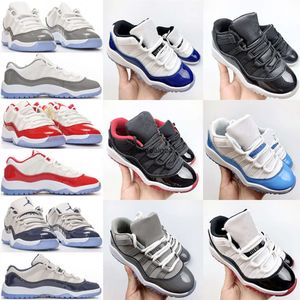 2023 Retro Kids Shoes 11 Boys Low Basketball Jumpman 11s Zapato Niños Black Sneaker Chicago Diseñador Militar Gris Entrenadores Bebé Niño Joven Niño Infantil Tamaño 2 10A