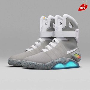 2023 chaussures grande taille nous 13 bottes Designer Authentic Air Mag Sneakers Air Mags de Marty Mcfly Retour vers le futur Led Shoes Lighting Up Mags Sneake chaussures pour hommes hommes non